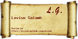 Levius Galamb névjegykártya